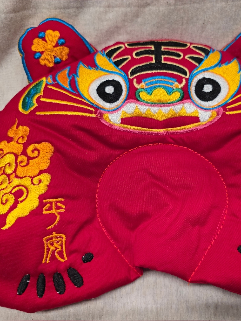 Embroidered Red Tiger Baby Head Protector Pillow